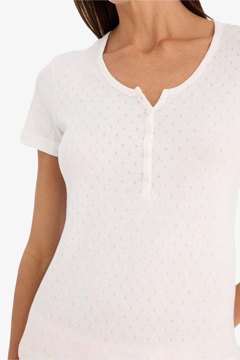 ديفاكتو طقم بيجاما قصة عادية نص كم - قطعتين - Image 4